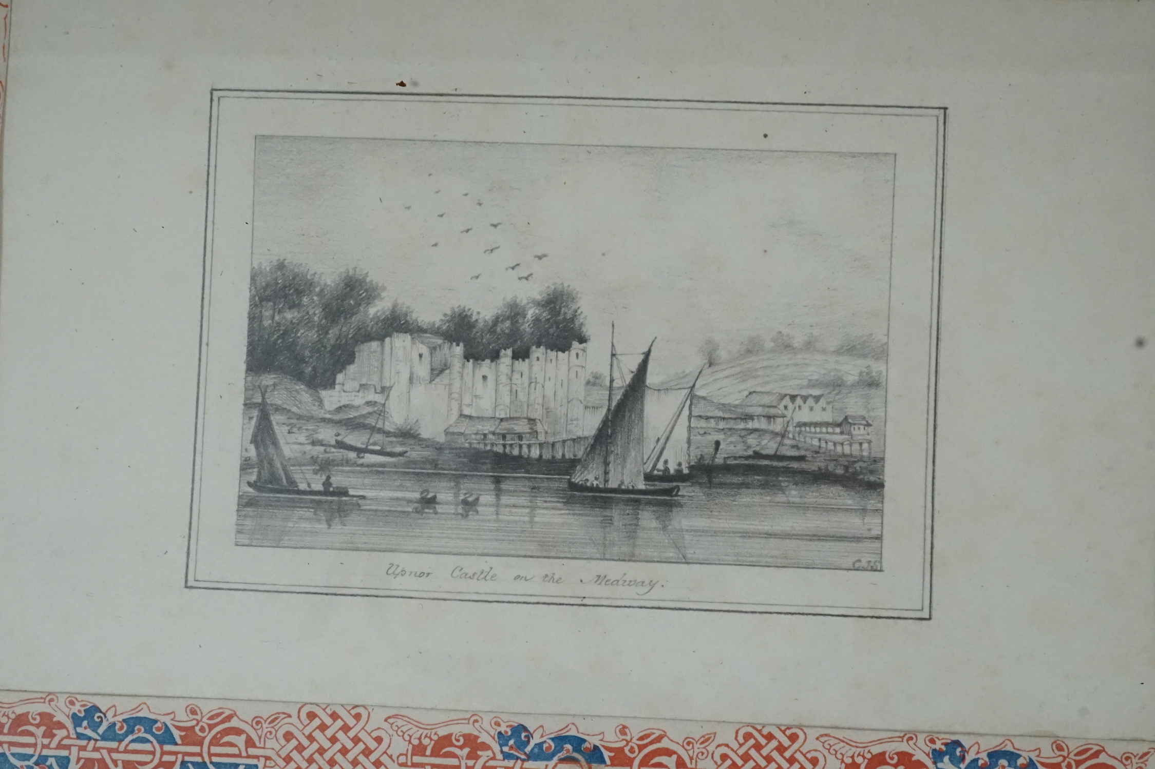 C.J.S. 1841, two pencil vignettes of Upnore Castle and Porto Ferrago, initialled, one dated, 6 x 9 cm and 4.5 x 5.5cm